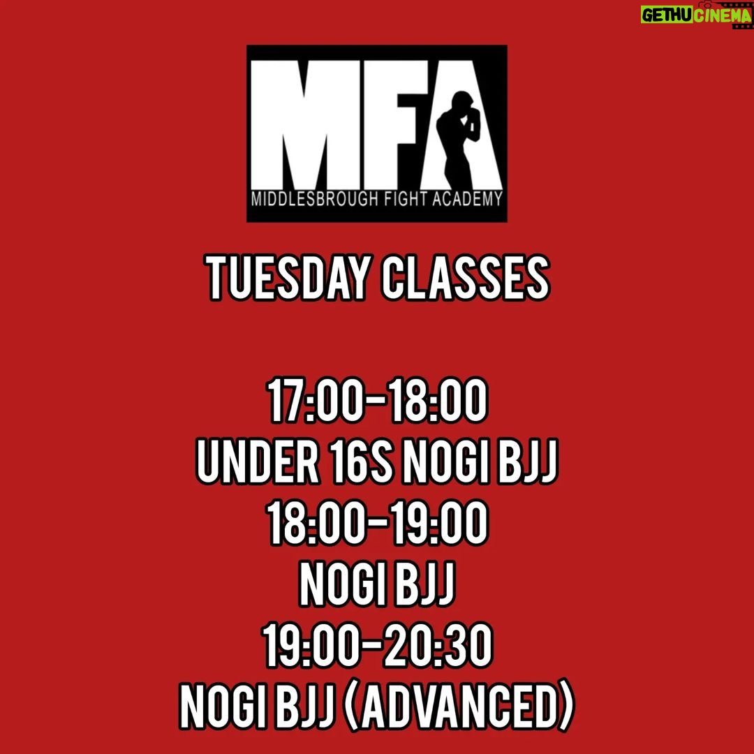 George Hardwick Instagram - MFA updated timetable as of Monday the 15th of may (Advanced means competitive experience in said discipline or invite to session) @mfagym #mma #middlesbrough #boxing #muaythai #bjj