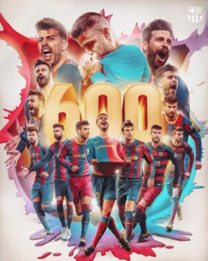 Gerard Piqué Instagram - 🚨 Milestone for @3gerardpique 

6⃣0⃣0⃣ partits de blaugrana

¡Eres una leyenda, Gerard!

#MadeInLaMasia