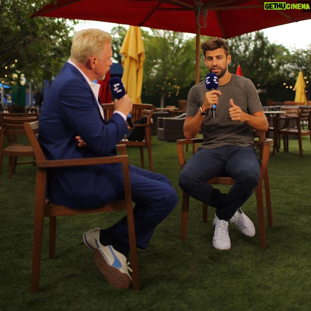Gerard Piqué Instagram - Thanks for the interview @borisbeckerofficial! It was a pleasure to meet you at the @usopen US Open Tennis Championships