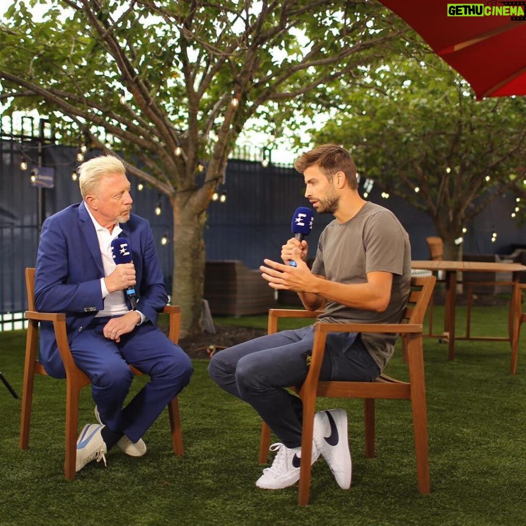 Gerard Piqué Instagram - ‪Thanks for the interview @borisbeckerofficial! ‪It was a pleasure to meet you at the @usopen US Open Tennis Championships