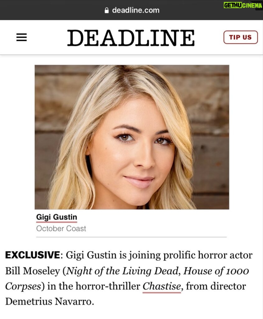 Gigi Gustin Instagram - Ty @deadline for the write up! Bringing you lots of scares next year! ‘CHASTISE’ coming soon @choptopmoseley @demetriusnavarro @dstreetfilms