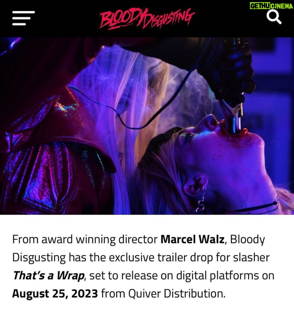 Gigi Gustin Instagram - Ahhhh! @bdisgusting just dropped the trailer for ‘THATS A WRAP’ coming to you 8/25/23 from @quiverdistribution ✨ Shoutout to Neon Noir @marcelwalz_official @sarahfrenchonline & @joeyknetter for having me involved in this crazy fun, bloody flick!! 😈 Congrats to the entire cast and crew! 🍿 Here we go! 🥳