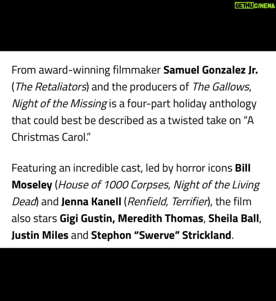 Gigi Gustin Instagram - Ahhh! @cineverse.tv and @screamboxtv have acquired our horror anthology @night_of_the_missing as a ‘SCREAM BOX EXCLUSIVE’ for US Distribution! 🥳 Buckle up! Coming to you exclusively on @screamboxtv / VOD on 11/28/23 🎥✨🍿 I’m so grateful to my team @samuelgonzalezjr @matthewhershfilms who brought this fun lil flick to life, and to @tremendumpictures who helmed bringing this thing to the finish line! 💪🏼 Starring the oh so very talented @meredithactress & @jillawbrey✨ Written & Directed by @samuelgonzalezjr ✨ Big thanks to @bradmiska @bdisgusting for the killer announcement! 🩸 Here we go! 🎥 …. And yes!! ‘Nite Flirt’ is a part of this! 😏
