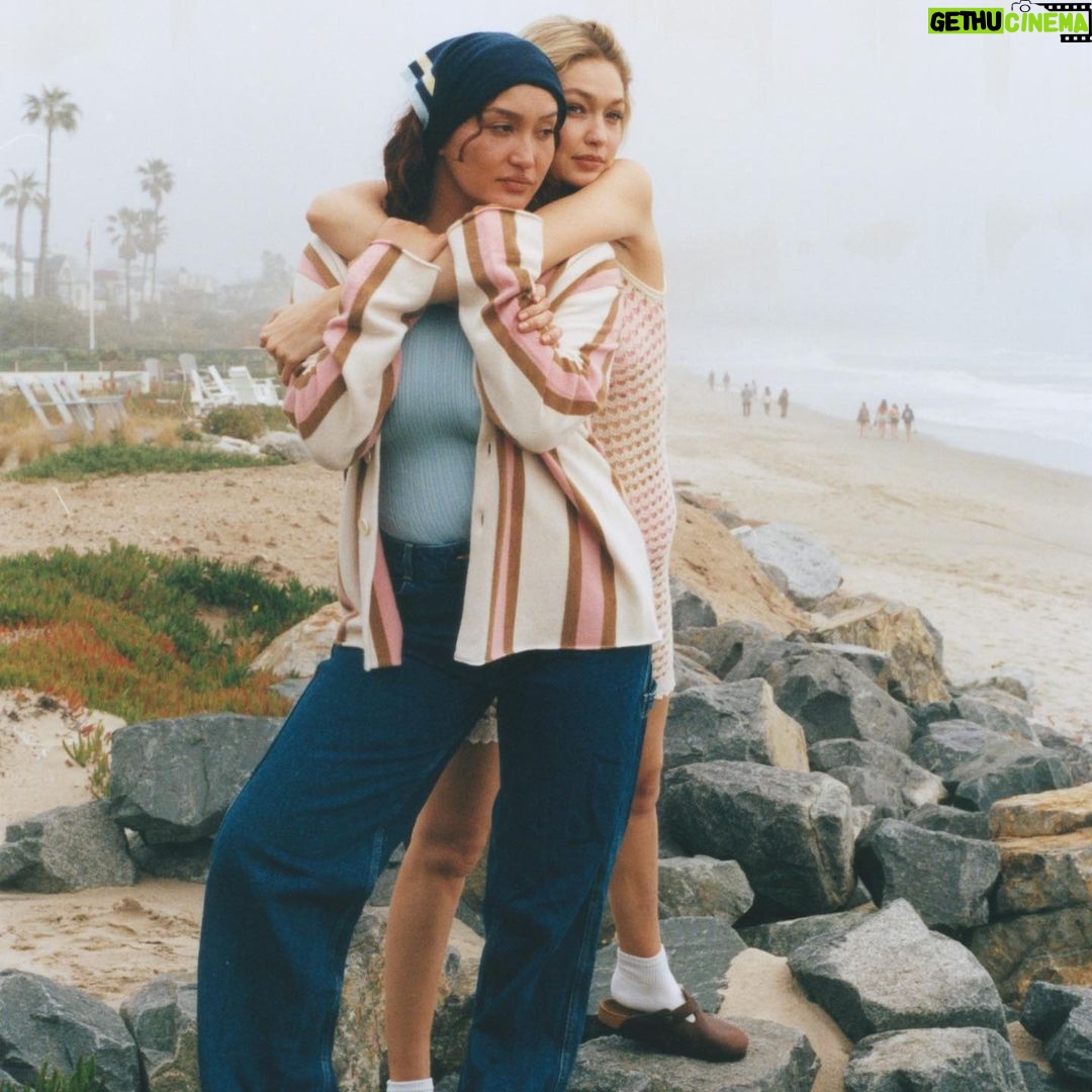 Gigi Hadid Instagram - Spring has fully sprung at GuestInResidence.com with the launch of our “Beach House” collection today ! This is my love letter to the California Coast .. the colors and shapes are easy-going, a lil romantic, and chic— in our lightest & softest cashmere yet 🕊️ Pictured above are pieces from both ‘Beach House’ and our Core Collections; your fave basics are back in lighter weights and new spring colors (+ stripes🥹!) 🤍 ..Photographed in Malibu by @terenceconnors..x