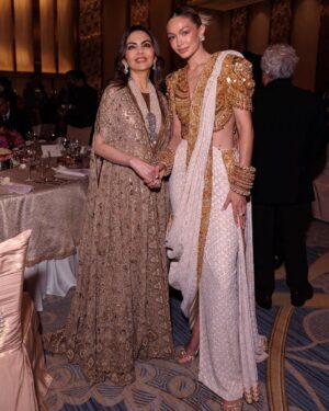 Gigi Hadid Instagram - Warmest Thanks to the Ambani family for hosting me in Mumbai for the Opening Weekend of @nmacc.india!
It was an honor to be there to witness your family’s vision come to life, in a beautiful world-class Cultural Center to celebrate and cultivate the creatives and heritage of India. After seeing the opening nights of “The Great Indian Musical” and “India in Fashion” exhibit, I learned so much & know this venue will nurture future generations to explore their passions— from dance to design, from music to art. If you have the chance to visit & see these productions — I HIGHLY recommend!!!! ❤️🇮🇳🙏 Unforgettable first trip to India. Much love.