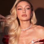Gigi Hadid Instagram – Proud to wear custom by independent @zacposen for @vanityfair’s Oscar party,  by @gregswalesart @patrickta @laurapolko @mimicuttrell ❤️‍🔥🍸