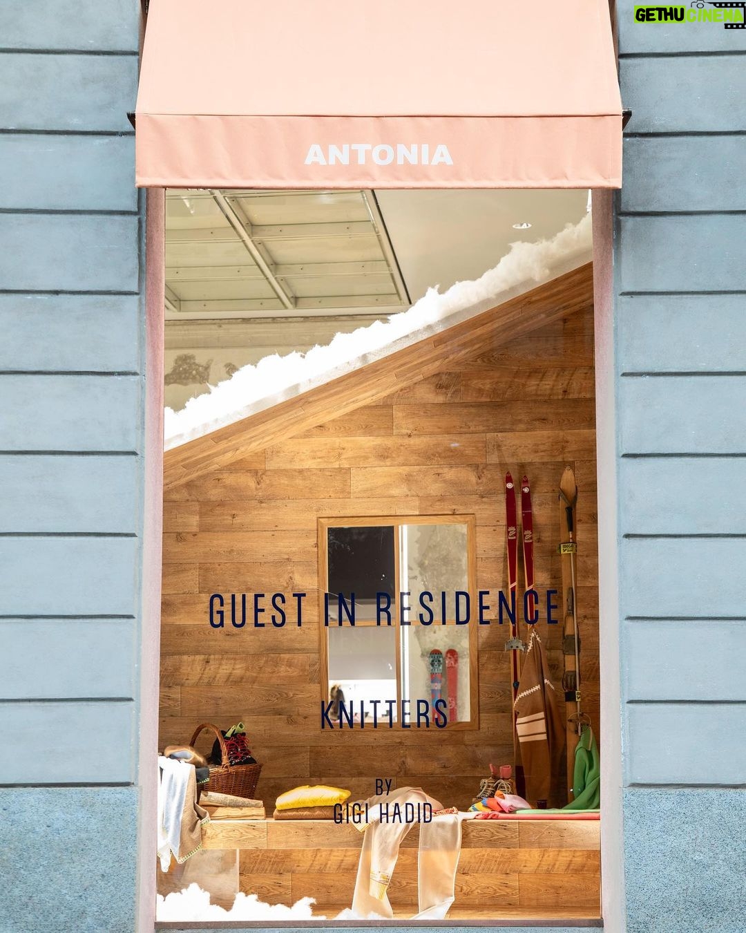Gigi Hadid Instagram - Ciao Milano ! @guestinresidence is now at @antoniamilano !! It was a dream come true to design these holiday windows — & for the chicest retailer in Milan ! Please go check out our Ski Lodge and Core Collections, arrivato in tempo per tenervi caldi durante le vacanze ❄️ x