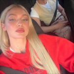 Gigi Hadid Instagram – This was after a 14+ hr workday* and the @maybelline #SuperStayVinylInk (in ‘dainty’) is still poppin 🌅 … *said work day and pic ft @tanfrance but I just know which photos he would not approve of. We were tired😅❤️🔥