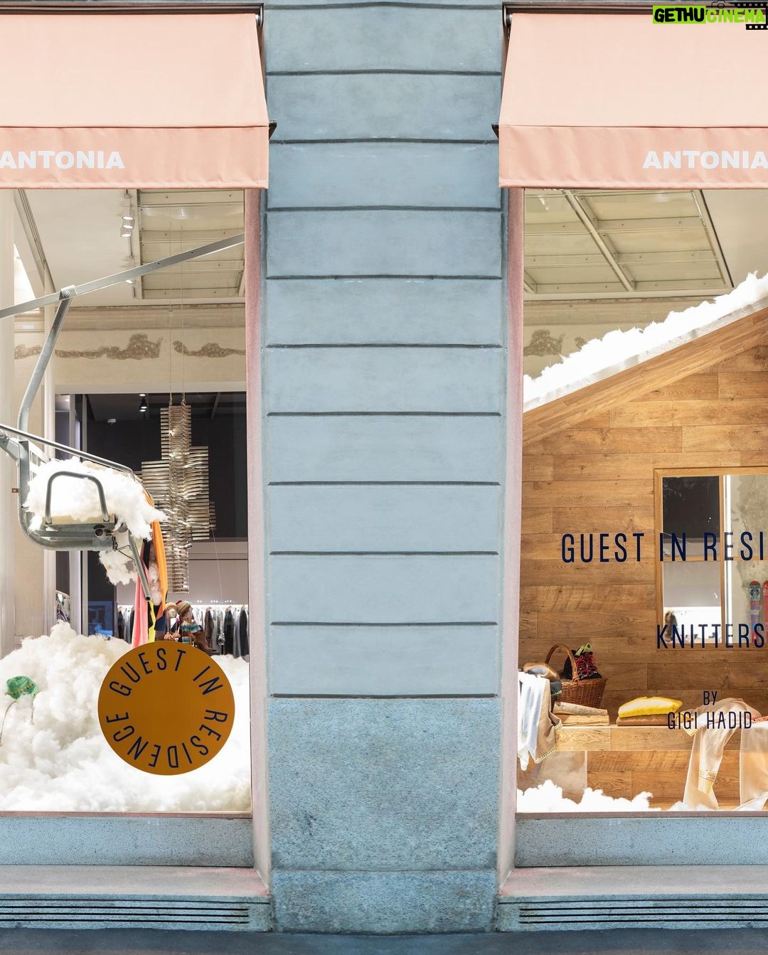 Gigi Hadid Instagram - Ciao Milano ! @guestinresidence is now at @antoniamilano !! It was a dream come true to design these holiday windows — & for the chicest retailer in Milan ! Please go check out our Ski Lodge and Core Collections, arrivato in tempo per tenervi caldi durante le vacanze ❄️ x