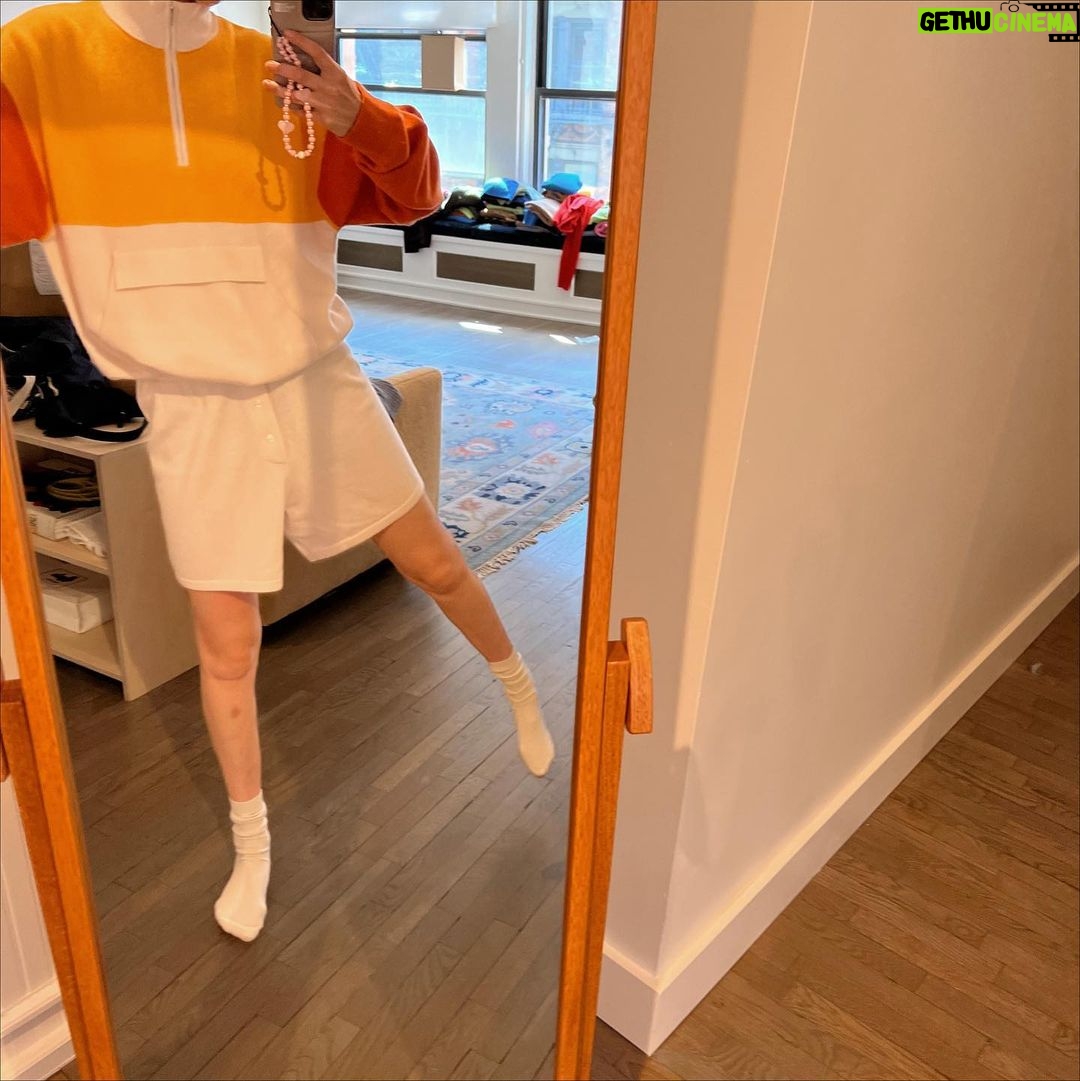 Gigi Hadid Instagram - @guestinresidence ‘ VARSITY FUNK ’ in the making over the year … from color swatches to first samples, and shooting the campaign in Paris! We have fun 🫶 Now available only at guestinresidence.com ! ! 💛