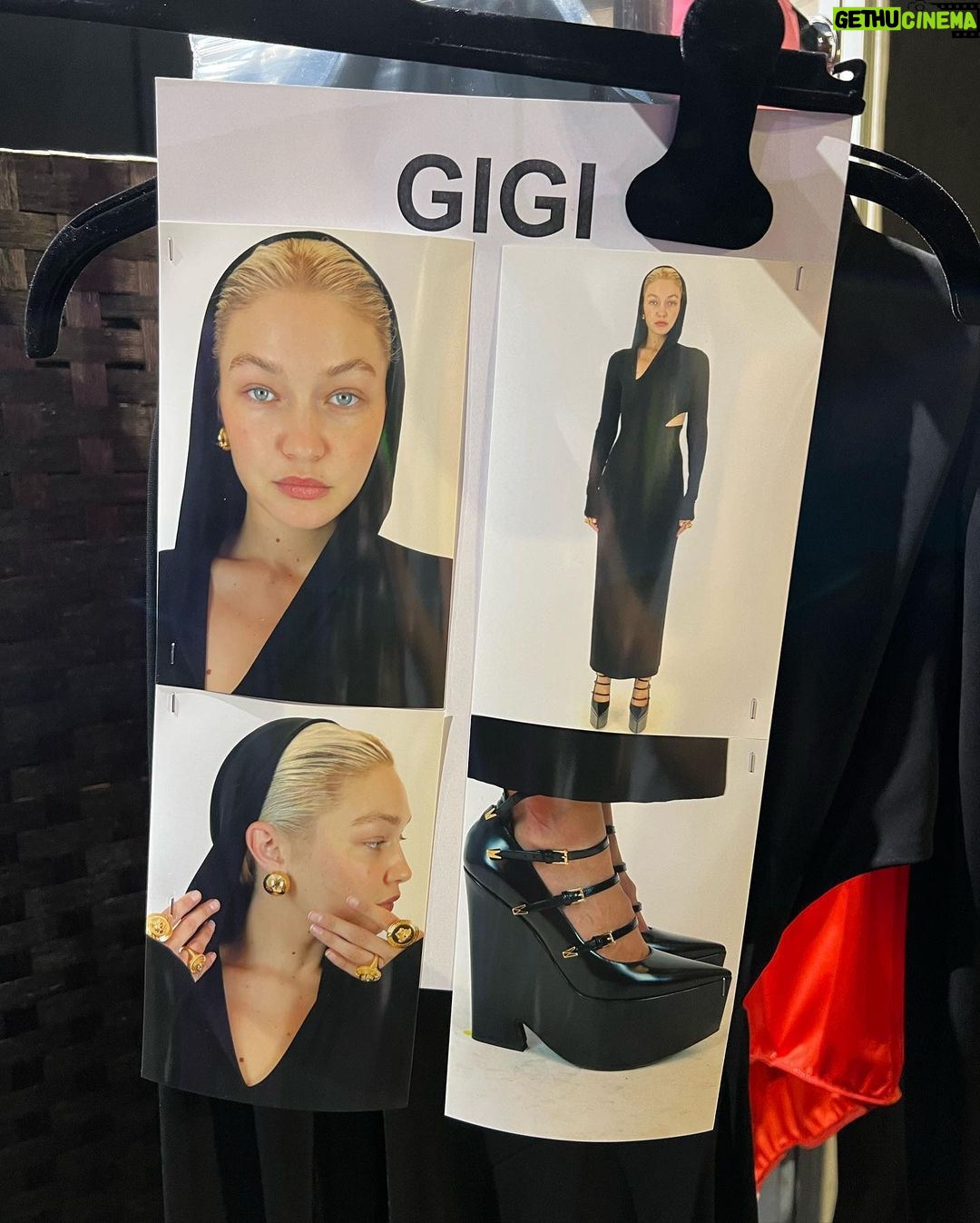 Gigi Hadid Instagram - My time in Milan with my @VERSACE family is always a Fashion Month highlight for meβ opening for you will forever be an honor @donatella_versace ti amo tanto ! ! ! β€οΈβπ₯π . . glam (&vid) @patmcgrathreal + @guidopalau