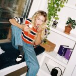 Gigi Hadid Instagram - Step into our office… @guestinresidence Fall 2023 Collection is now available at @ssense! w/ exclusives like this Striped Oversized Crew ^^ 🍒