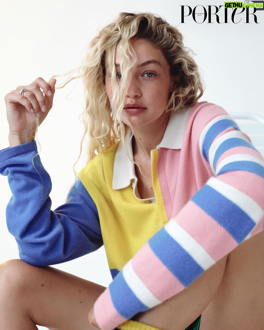 Gigi Hadid Instagram - So happy to share that our @guestinresidence Fall 2023 collection is NOW AVAILABLE at @netaporter ❣️ with exclusive styles/colors + global shipping! x thanks for a great day @portermagazine and chat @marjon_carlos — link in bio! photographed by @yuliagorbachenko styled by @hels_broadfoot