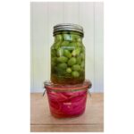Ginnifer Goodwin Instagram - 1. I had a surfeit of red onions, so @bonappetitmag told me to dissolve 1 T sugar and 1 1/2 t kosher salt into 1/2 c apple cider vinegar and 1 c of water, and to pour all of this over a sliced red onion in a jar. An hour later, I had refrigerator pickled-onions (for 2 weeks.) Then I stole cucamelons, also called mouse melons, from the garden of @jennifer_makes_ceramics and found the recipe by @deannacat3 — thanks, @ellevdee — for Pickled Cucamelons: Easy Refrigerator Pickles. So now I have refrigerator pickled-cucamelons (for 2 months, but I’ll eat a jar in 2 sittings.) Anyone have a beloved pickled eggs recipe for @gracielee75 and me, please? 2-3. St. Mary Knead has a new housemate. She was born in 1918 — NINETEEN… EIGHTEEN... she has seen Some Things — so she basically bakes her own bread. I’m calling her Grand Mother. 4. These are honey lemonade ice cubes. How on earth are y’all keeping cool in this hairdryer?! #pickles #sourdough #starter
