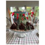 Ginnifer Goodwin Instagram - HBD, my honey! The boys and I baked Birthday Village for King @joshdallas’ cake breakfast. We used a chocolate pound cake recipe by @trishayearwood with our @nordicwareusa Cozy Village Pan. The dirt paths are compliments of crumbled @mcvitiesofficial. We hung bunting (from my chopsticks) and planted trees that we found on @etsy. Then it powdered-sugar-snowed! Please throw your bday traditions at me! >>