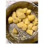 Ginnifer Goodwin Instagram – Dear @missjobaker,

Here is my babbling recipe for #roastpotatoes.

Slide 2. I prep my (often Yukon gold) #potatoes at least 24 hours before I want to cook them. I peel said potatoes and cut them into same-ish sized pieces. I do NOT parboil them. I generously salt the potatoes and STEAM them for as long as it takes me to drink a cup of tea, get sucked into a book, and go, “Oh no! The potatoes!” I bet this is a 15 minute experience? Then I take a skewer and rake that across a potato. Is there evidence of potato-ness on said skewer? If so, I move on to…

Slide 3. Holding the lid firmly in place, I bang the potatoes about the steam basket. I then remove the lid and let the potato steam do it’s go-away thing.

Slide 4. I line a baking sheet with a piece of parchment paper and spread the potatoes out so that they are not touching. I cover the whole thing in plastic wrap, because I haven’t found a better solution. I put the baking sheet in the freezer til whenever-in-the-future I need to roast potatoes. The freezer is the secret weapon.

Slide 5. On another day when I’m hungry, I preheat the oven to 400F. I coat my roasting tin with a high-smoke-point oil — my fam prefers something animal-based — and I use only enough to make the whole bottom glassy and that’s IT. I stick the oily tin in the oven to warm up for 5-ish minutes. NOW I go get my potatoes out of the freezer. I put the tin on the stovetop, turn up the heat to medium (if the tin is stove-top safe) and dump the potatoes in the tin. I step back! They splatter! Can you see in the photo that I use such a small amount of oil that it’s ALMOST all soaked up by the potatoes? As quickly as possible, I flip them around with tongs in what oil is left. I pop the tin in the oven. I do not touch the potatoes again.

Slide 1. I wish I could tell you how long I roast my potatoes. It could be 40 minutes? I just watch the color and I fiddle with the temperature so that they come out after everything else is ready to serve. They are effing crispy on the outside and effing fluffy on the inside.

Lemme know if you give ‘em a try!

P.S. I threw in a pic of my favorite platter, because… Digby.
