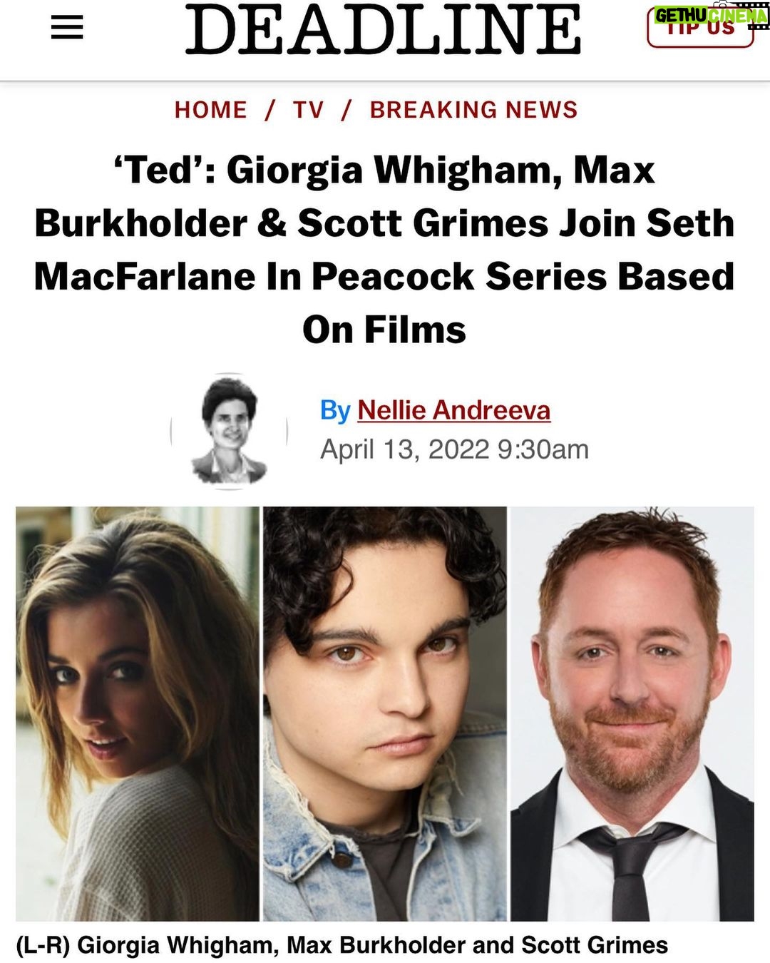 Giorgia Whigham Instagram - 🧸!! @macfarlaneseth @peacocktv