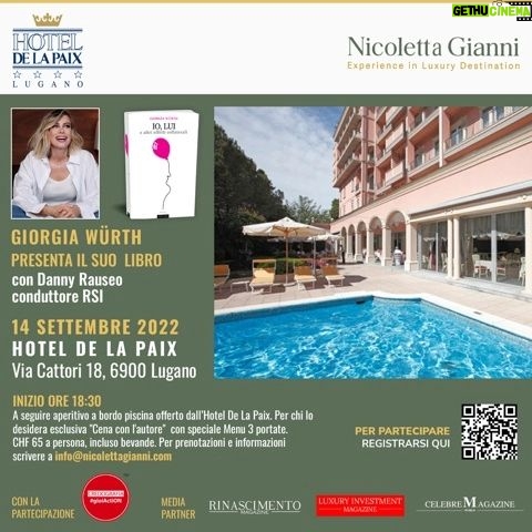 Giorgia Wurth Instagram - Era gennaio 2020 quando abbiamo annullato la presentazione a Lugano di "IO, LUI e altri effetti collaterali" causa Covid. Che poi allora non avevamo ancora idea di cosa fosse sto maledetto virus, e oggi ne parliamo come se fosse stato il nostro compagno di banco per mesi. Comunque, siamo a settembre 2022. Il mio naso è stato tamponato che nemmeno una vecchia Panda, io e il mio libro siamo decisamente più anziani, ma Lui è ancora, e forse di più, un ottimo antidoto al maldamore. In fondo, chi la dura la vince vero @nicoletta_gianni_ng? Grazie per non esserti scoraggiata e inventarti sempre nuovi sentieri. Grazie caro @dannyrauseo per esserci domani a inzigarmi con le tue domande calme apparenti. Grazie @hoteldelapaixlugano per l'ospitalità. Nonostante la (probabile) pioggia saremo tantissimi, ma se volete aggiungervi scrivete a info@nicolettagianni.com Grazie a chi ci sarà. E, come direbbe Mia, #graziemerda #ioluiealtrieffetticollaterali #noeditore #14settembre #lugano #hoteldelapaix Lugano Swirzerland