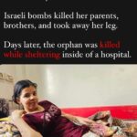 Giorgia Wurth Instagram - Vi racconto una favola della buonanotte da Gaza. Ma tranquilli, non è vera. Anzi, ve la faccio raccontare da lei. Dunya Abu-Muhsen aveva 12 anni e voleva fare il medico. Negli ultimi 73 giorni, le bombe dell'esercito israeliano, Casa Bianca e Unione Europea le hanno ucciso i genitori, i fratelli, la sua casa e la sua gamba. Tutti pericolosissimi terroristi. Lei, per miracolo, è riuscita a sopravvivere. Mutilata. Fino a ieri, quando i missili dell'esercito israeliano, Casa Bianca e Unione Europea hanno finalmente colpito l'ospedale Nasser dove si era rifugiata. Fine della storia. (nota a margine: il solo pensiero di far parte di un paese che nelle figure del suo presidente del consiglio @giorgiameloni e il suo ministro degli esteri @antoniotajani è complice di un tale crimine contro l'umanità mi disgusta profondamente. Come mi disgustano il silenzio e l'omertà che arieggiano tra i media del mainstream, il patinato mondo dello spettacolo, della "cultura", dello sport, e di gran parte di miei "amici" "cristiani".) E adesso, buonanotte. #freepalestine #stopgenocide #gaza