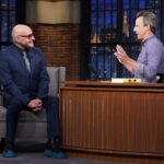 Grant Morrison Instagram - Always a great time with @sethmeyers! Thanks for having me on @latenightseth to talk about #LUDA Credit: Lloyd Bishop/NBC