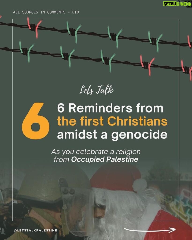 Hāwane Rios Instagram - amplifying from @letstalkpalestine “This is not a normal Christmas, and yet many Christians in the West continue to support Israel. Here are six things to remember as a genocide unfolds in the land where Christianity and Jesus were born, as the earliest Christian community in the world faces extermination.” #palestine #freepalestine #israel #telaviv #bethlehem #jerusalem #nazareth #jesus #christian #bible #christianity #christmas #merrychristmas #arab #santa #islam #muslim #gaza #savegaza #gaza_under_attack #news #media #history #politics #activism #hannukah