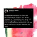 Hāwane Rios Instagram – Every page posting with Palest👁️ne is a historical archive, generating story, education, visuals, expression created and curated by the people, for the people- and yet because it is on the platforms of oppressors it is threatened. Backup EVERYTHING on drives outside of here!

And other thoughts on International Solidarity on social media gathered in the past months, connected to truths from this lifetime and those before us that have fought for liberation.