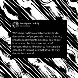 Hāwane Rios Instagram - Every page posting with Palest👁️ne is a historical archive, generating story, education, visuals, expression created and curated by the people, for the people- and yet because it is on the platforms of oppressors it is threatened. Backup EVERYTHING on drives outside of here!

And other thoughts on International Solidarity on social media gathered in the past months, connected to truths from this lifetime and those before us that have fought for liberation.