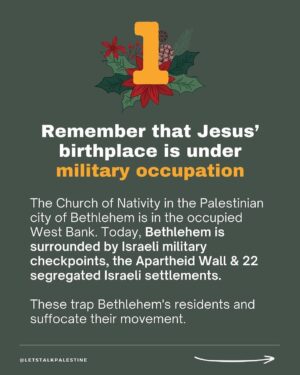 Hāwane Rios Instagram - amplifying from @letstalkpalestine 

“This is not a normal Christmas, and yet many Christians in the West continue to support Israel. Here are six things to remember as a genocide unfolds in the land where Christianity and Jesus were born, as the earliest Christian community in the world faces extermination.”

#palestine #freepalestine #israel #telaviv #bethlehem #jerusalem #nazareth #jesus #christian #bible #christianity #christmas #merrychristmas #arab #santa #islam #muslim #gaza #savegaza #gaza_under_attack #news #media #history #politics #activism #hannukah