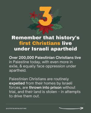 Hāwane Rios Instagram - amplifying from @letstalkpalestine 

“This is not a normal Christmas, and yet many Christians in the West continue to support Israel. Here are six things to remember as a genocide unfolds in the land where Christianity and Jesus were born, as the earliest Christian community in the world faces extermination.”

#palestine #freepalestine #israel #telaviv #bethlehem #jerusalem #nazareth #jesus #christian #bible #christianity #christmas #merrychristmas #arab #santa #islam #muslim #gaza #savegaza #gaza_under_attack #news #media #history #politics #activism #hannukah