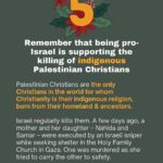 Hāwane Rios Instagram – amplifying from @letstalkpalestine 

“This is not a normal Christmas, and yet many Christians in the West continue to support Israel. Here are six things to remember as a genocide unfolds in the land where Christianity and Jesus were born, as the earliest Christian community in the world faces extermination.”

#palestine #freepalestine #israel #telaviv #bethlehem #jerusalem #nazareth #jesus #christian #bible #christianity #christmas #merrychristmas #arab #santa #islam #muslim #gaza #savegaza #gaza_under_attack #news #media #history #politics #activism #hannukah