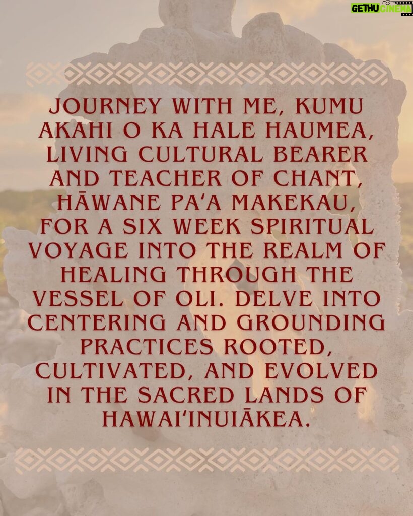 Hāwane Rios Instagram - Hale Haumea Presents ‘Akahipapahonuamea Journey with me, Kumu ‘Akahi o ka Hale Haumea, living cultural bearer and teacher of chant, Hāwane Paʻa Makekau, for a six week spiritual voyage into the realm of healing through the vessel of oli. Delve into centering and grounding practices rooted, cultivated, and evolved in the sacred lands of Hawaiʻinuiākea. ʻAkahipapahonuamea is a quest inward to Kahiki, to the distant lands within your voice and life force. Reverberate healing from the core of your being into the expanse of our infinite universe. Align the power centers of your body with your unique tonal frequency and attune your healing tools to your own resonance. Create your own altar to intergenerational healing with oli, pule, and aha - chant, prayer, and ceremony. Reclaim your first companion, your first sense of sovereignty. Your own voice. A he leo wale nō Website and Registration coming soon at ulaaihawane.com This online six week course comes with a fee, however, it will be free of charge to all Lahaina and Maui Fire survivors and all Palestinian People who feel called to be in this space. I look forward to chanting with you. @halehaumea Puu Huluhulu