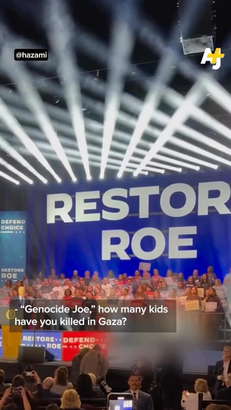 Hāwane Rios Instagram - it’s the fucking disgusting people in the audience screaming “four more years” to drown out the people exercising their right to freedom of speech and their humanitarian right to stand up and speak up for the oppressed and brutally attacked, displaced, and martyred people of the world for meeeee. joe byeeeeden, you will never be a leader of mine not in my name shame on you and your lineage forever 📸: @ajplus #kūē Puu Huluhulu