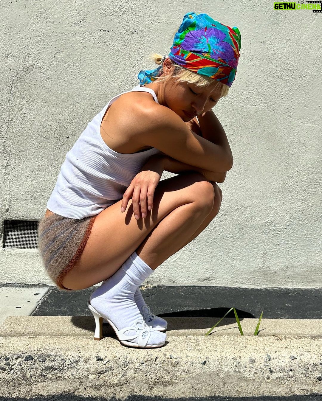 Haley Tju Instagram - Mohair coochie crocheted by me and shoes by @maileworld 🤍🐚