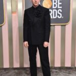 Haley Tju Instagram – @ChrisPerfetti at the Golden Globes 🖤🌸

Suit: @maisonmargiela 
Shirt: @blkdnm 
Shoes: @jb_rautureau 

Styled by @haleytju