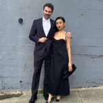Haley Tju Instagram - Award for hottest couple goes to… Rob & Bree styled by me for the Guild Of Music Supervisor Awards 🫶 Brianne’s wearing a @toitvolant dress, @saint_moran earrings, and @alejandradecoss ring. Rob is wearing @jackvictorofficial suit Los Angeles, California
