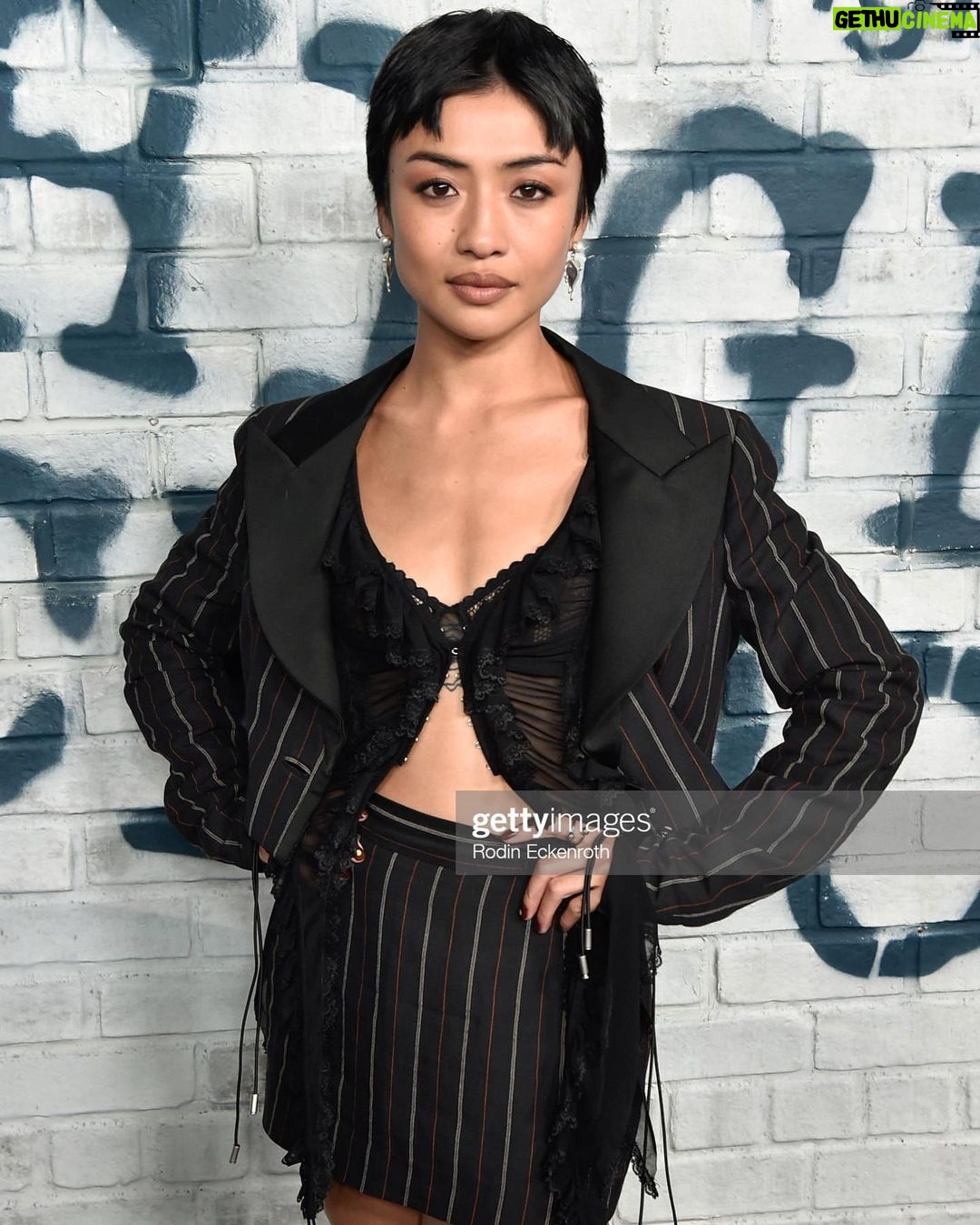 Haley Tju Instagram - Brianne Tju at the launch party for her new @amazonfreevee show “High School”, now streaming its first four episodes!!! She wears a vintage @dolcegabbana two piece set - reworked, @nodress_online top, @agentprovocateur bra, vtg @chanelofficial shoes, @margesherwood_official bag and @muddpearl earrings ✨ Styled by me 🖤 Los Angeles, California