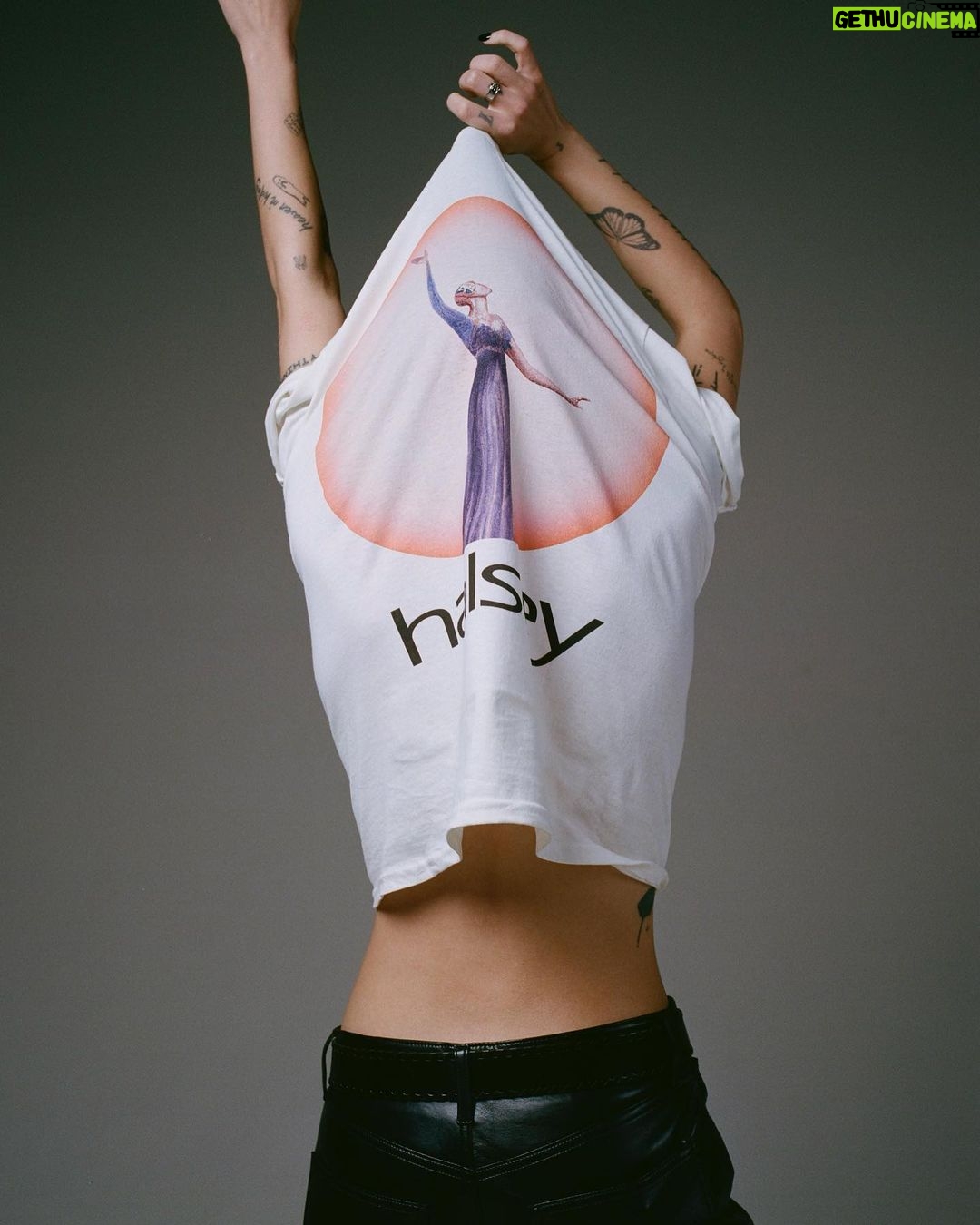 Halsey Instagram - super stoked to partner with @hardrockcafe this pride month 🤘🏼🤍 along with the string ensemble shows coming up, we’ve created limited edition tees inspired by my own personal collection of band and hard rock vintage tees. proceeds are donated to benefit global LGBTQ+ organizations @humanrightscampaign and @outrightintl through the Hard Rock Heals Foundation, starting with a $250,000 donation from me & hard rock! I distressed some of mine already, so I hope you love them and customize yours to be as unique as you are! 📷: @samdameshek