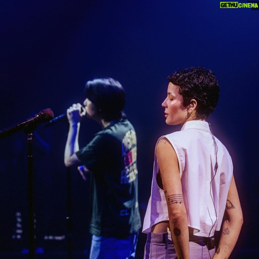 Halsey - 5.1 Million Likes - Guested at the forum the other night with @agustd and we performed “suga’s interlude” for the first time ever live! I’ve shared a stage with my friend many times, but never alone and never like this. When the song ended all we could do was laugh because it was just a feeling of “woah that just happened?!” after knowing each other for 7 years. I call Suga ‘twin’ for a lot of reasons. We have the same smile, we have a lot of shared interests, sometimes we even have the same haircut. But I mostly say it because we seem strangely (and sometimes wordlessly) connected on a creative wavelength. Watching him perform his solo concert was an incredible experience. He is a true artist, which I’ve always known. But seeing the energy, versatility, creativity, and courageous darkness of the show blew me away. Moments like these remind me why we are so fortunate to have this way of expressing ourselves. I am so grateful! Thanks to twin for having me and thank you ARMY for, as always, singing your hearts out and making me feel right at home.