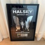 Halsey Instagram – yesterday was just a littleeee out-of-body. 🦋 Without Me is the milestone 100th Diamond Certified RIAA record! (Diamond certified means it is 10x platinum in the United States!) ✨ Without Me is my second diamond record, Closer was my first 🥲, but my very first one solo! There were a few other really special stats I learned as well including that I have 75x platinum certifications across my catalog. This whole thing is so surreal. 💎 Huge thank you to @riaa_awards for coming out to present this incredible award. The @capitolrecords team @michellejubelirer @vuernick @arjunie @ambrosiahealy @gregmarella and my amazing team @anthonyli @jasonaron andddd of course….all of the fans n friends for making this type of thing possible. 🤍 here’s to more years and more tears and more songs..