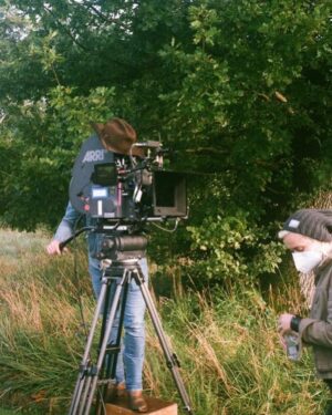 Halyna Hutchins Instagram - Director checking the frame. 
Photo by @daleleadonbolger  #onset #onlocation #65mm #arriflex765 #shootfilm #kodak #kodakshootfilm #director #dp #cinematographer #cinematography #ireland #birrcastle