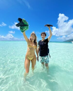 Hannah Stocking Instagram - It seems like we’ve been here for almost a month by everything we’ve accomplished in just a few days! Thanks to @coralgardeners we’ve over come fears, completed challenges, developed lifelong friendships, and most importantly, planted corals! We have been the craziest Malakas the island of Mo’orena has ever seen! 

Thank you so much @coralgardeners for having us ! We support your mission! 

*siri play Left Hand Free by alt-j!*

📸 🌊 @anthonykdo