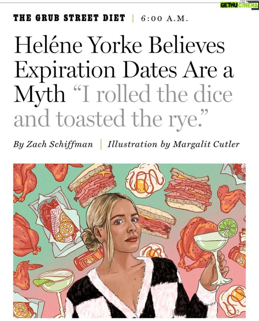 Heléne Yorke Instagram - It happened. It’s here. I love this so SO much. I love you @nymag and @grubstreet! Please enjoy. Link in my stories. . . . Original pic by @EmilioMadrid Illustration by @margalitties Interview with angel baby @zachschiffman