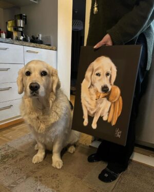 Henri Alén Instagram - Selja sai muotokuva @art.by.tellu 

#seljasöisipsipussin #seljathedog #dogsofinstagram #goldenretriever