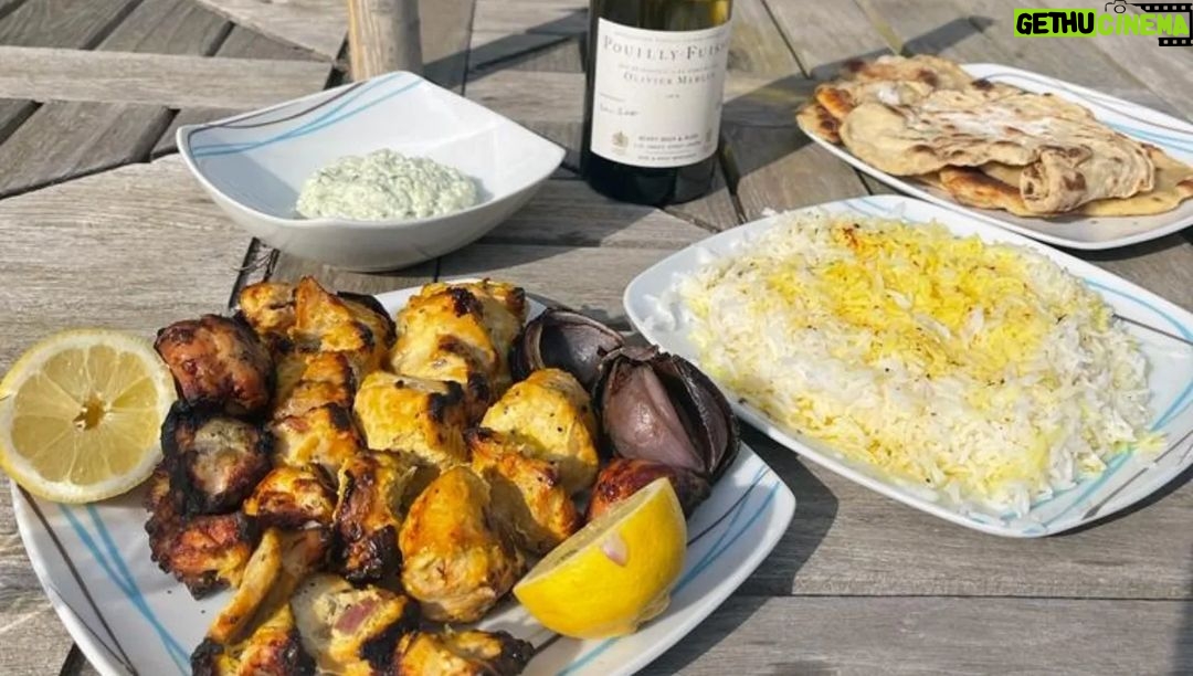 Henry Cavill - 2 Million Likes - A very belated thank you for all the birthday wishes and messages. My beautiful sous chef Natalie and I celebrated it in our own way this past weekend by cooking up some foods at home. There is a good chance that some wines were drank along with said foods. What you see above are Joojeh kababs (Persian style chicken kebabs), some gyro bread, saffron rice, and Tzatziki, all made from scratch. Which sounds like some work, and was definitely something new for us to cook, but it's really pretty simple. There are loads of recipes online for all of those things too. We just found some that suited us.
#BirthdayWeekend
#Foods
#Wines
#BowBowww