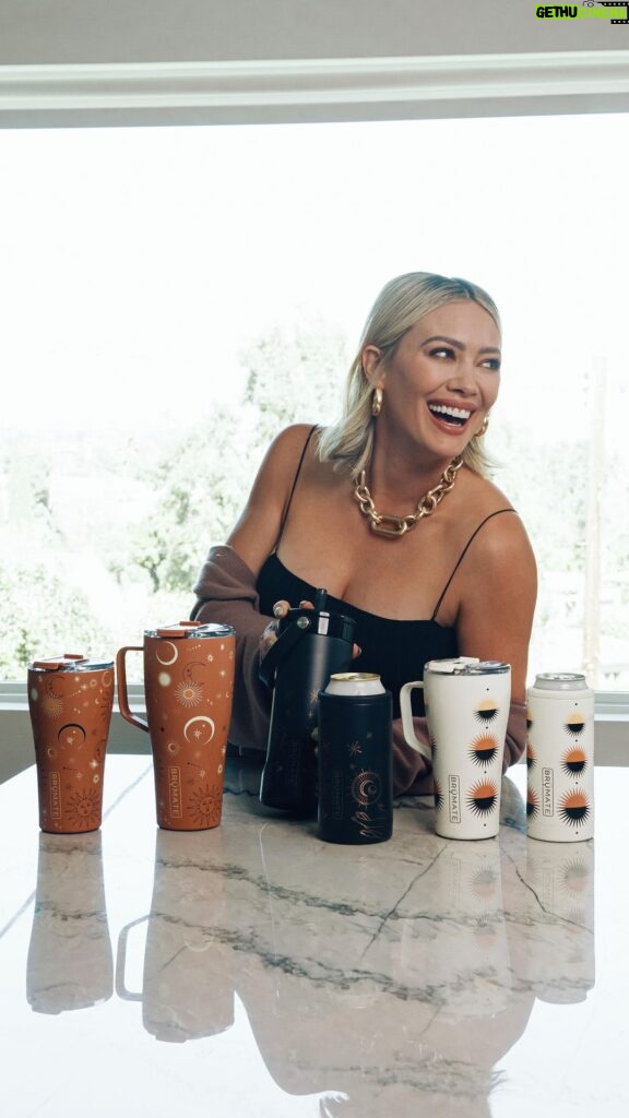Hilary Duff Instagram - The @hilaryduff x @brumate Astral Collection is HERE! 🌚 💫 🌞 This exclusive collection features three unique prints inspired by our connection with the planets, moon, and stars, as well as the elements of the earth. “Inspired by my passion for self-love, awareness and well-being, the Astral Collection is a representation of my never ending growth journey. Designed for the multitasker; this collection of products was created to motivate and enhance your daily journey — making it a little easier, and a lot more enjoyable. And, because every product is reusable, you’ll be making a conscious and easy decision to swap to more sustainable drinkware.” Tap the link in bio to shop the NEW limited-edition Astral Collection & grab a piece that will inspire every moment of your day! ✨