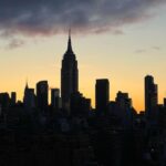 Hugh Jackman Instagram - Red sky at dawn over NYC. Shepherd’s warning. (Also, amazing!)