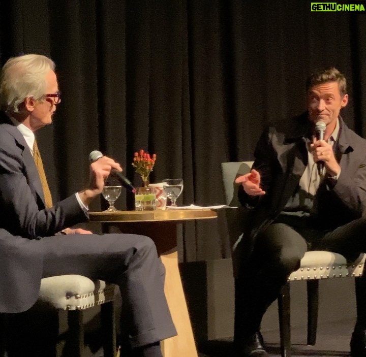 Hugh Jackman Instagram - Last night I had the extreme pleasure of interviewing Bill Nighy. Both on and off the stage, he is sensational. He’s wickedly funny, cheeky and brilliant all in one. We came together to discuss his extraordinary film #LIVING … but veered off to topics such as #flushedaway and dancing. I’ve posted a few excerpts on my “stories” if you’re interested in hearing more.