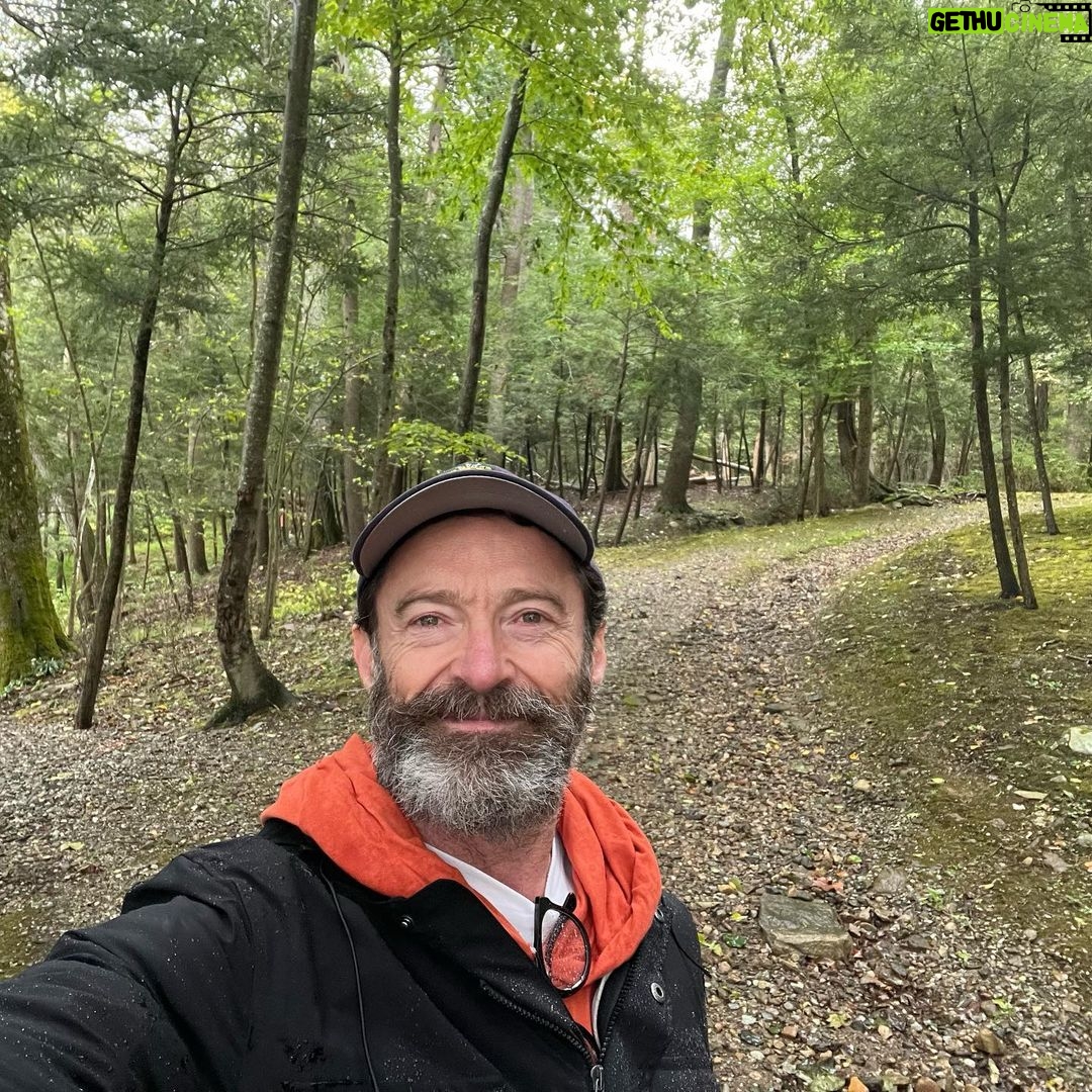 Hugh Jackman Instagram - Sunday morning walk in the rain … heaven (and muddy)!