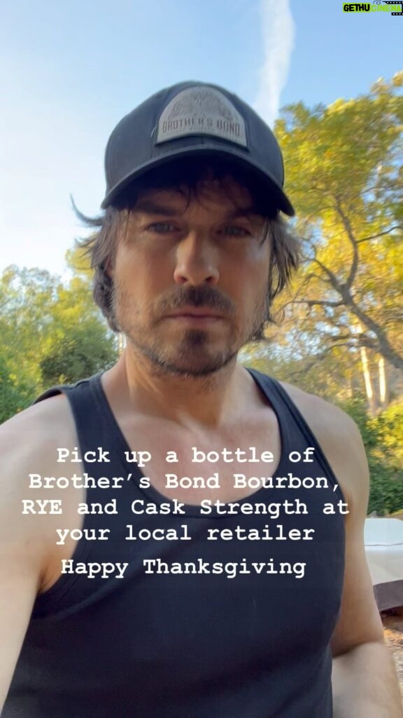 Ian Somerhalder Instagram - Pick up a BOTTLE OF OUR @brothersbondbourbon BOURBON AT YOUR LOCAL RETAILER tonight or tomorrow Take a photo sharing it with family and tag me so I can see you BONDING. I really hope to be a part of bonding and sharing with friends and family for Thanksgiving. From my house to your house- HAPPYThanksgiving. Must be 21 to buy! Please bond responsibly!