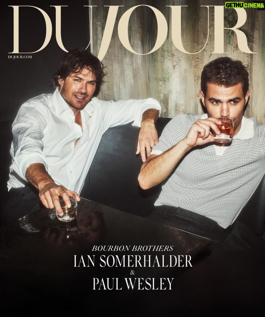Ian Somerhalder Instagram - @iansomerhalder and @paulwesley are @dujourmedia's November cover stars. The co-stars and friends have come together to create new spirits brand @brothersbondbourbon 📸 by @guyaroch 🖋️by @mhmakesithappen